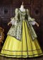 Yellow Green Floral Brocade Victorian Rococo Ball Gown Formal Party Dress 3