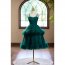 Dark Green Spaghetti Straps Ruffle Party Tulle Dress 3