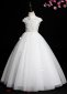 White High Neck Applique Tulle Engagement Wedding Flower Girl Dresses