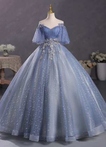 Plus Size Off The Shoulder Sequin Long Prom Dress
