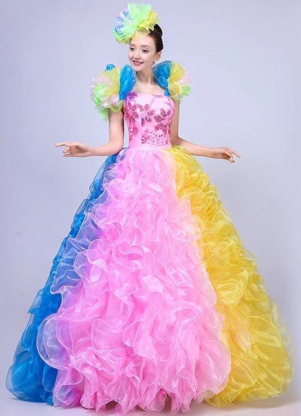 Organza Rainbow Bubble Tutu Dress Women Girl Party Carnival Dress up Masquerade Tutu Dresses