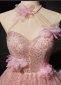 Pink Sexy Sequin Appliques Hanging Mini Homecoming Dress 1