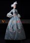 Blue Long Flare Sleeves Lace Peacock Printed Vintage Rococo Masquerade Dress 2