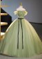 Custom made Princess Matcha Green Tulle Evening Dresses 1