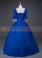 Blue Short Sleeves Retro Lace Embroidered Masquerade Ball Gown Theater Dress 2
