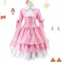 Anime Alice Cosplay Maid Costume Pink Long Sleeve Lolita Dress