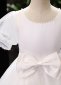 Flower Girl Big Bow Tulle Satin White Wedding Engagement Dresses 4