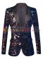 Blue Shiny Sequin Blazers Jackets for Men