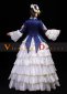 Blue Long Flare Sleeves Lace Flower Vintage Rococo Women Party Dress 2