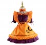 Plus Size Women Orange Fancy Bat Printed Cosplay Maid Dresses Cute Girls Lolita Uniform for Halloween Festival Party