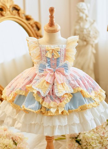 Children Multi-layered Ruffled Dress Cute Lolita Princess Birthday Dress