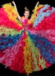 Women Samba Rio Carnival Dance Fancy Dress Rainbow Super Large Skirt Tulle Dresses