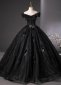 Black Off the Shoulder A-Line Long Corset Evening Dress With Feather