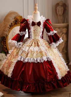 Children's Vintage Renaissance Christmas Ball Gown Girls Masquerade Victorian Princess Dress