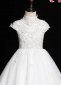 White High Neck Applique Tulle Engagement Wedding Flower Girl Dresses 3