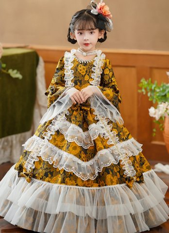 Kids Girls Baroque Style Victorian Ball Gown Children Marie Antoinette Masquerade Dresses