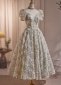 Unique Hight Neck Tulle Lace Tea Length Prom Formal Dress
