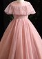Flower Girl Sequin Ruffle Shoulder Pink Tulle Formal Prom Dresses 3
