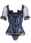 Black Jacquard Sexy Lace Mesh Corset Top Blue