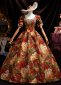 Noble Retro Medieval Multi-Color Printing Birthday Prom Dresses Square Neckline Short Sleeve Backless Beading Long Masquerade Ball Dress