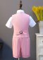 Pink 4 Pieces Set Vest Shorts Shirt and Bow Tie 5