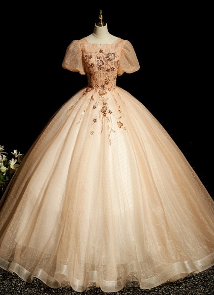 Polka Dots Tulle Tutu Sequin Beading Prom Homecoming Dress