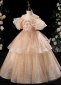 Children Sequin Bead Ruffle Sleeve Thanksgiving Party Formal Dress 3