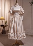 Girls 1950S Vintage Satin Lace Backless Formal Evening Dress