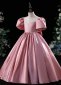 Girls Pink Big Bow Satin Birthday Party Formal Dress 1