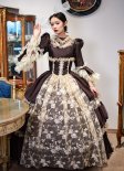 Vintage Southern Belles Brown Lace Dress Carnival Ball Gown