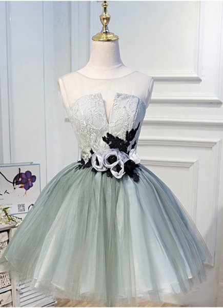 Sexy Backless Lace Flower A-line Mini Evening Dresses