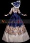 Blue Early Victorian Revolutionary Ball Gown Reenactment Theater Dress 3