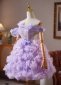 Purple Off the Shoulder Appliques Short Tulle Corset Dress 1