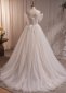 Champagne Tulle Sequins Pearls Off the Shoulder Wedding Dress 01
