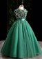Christmas Girls Sequin Tulle Formal Dresses Green