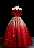 Flower Girl Off Shoulder Velvet Tulle Christmas Party Formal Dress