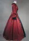 Wine Red Brocade Long Sleeve Authentic Gothic Victorian Dress