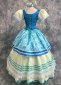 Blue Satin Adult Women Princess Cosplay Dress 3