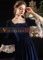 Blue Velvet Long Sleeves 18th Century Vintage Evening Ball Gown Dress 2