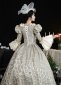 Blue Flower Jacquard Masquerade Party Dress 3