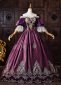 Purple Velvet Gold Embroidery Off the Shoulder Victorian Rococo Ball Gown 3