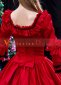 Red Cotton Rococo Vintage Victorian Wedding Birthday Christmas Party Dress 4