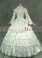 White Long Sleeves Gothic Victorian Dress Civil War Era Wedding Dress 3