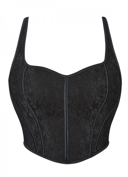 Plus Size Black Bandage Brocade Jacquard Bust Corset