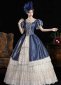 Women Dark Blue Lace Ruffled Short Sleeve Southern Belle Dress 2