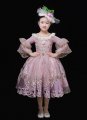Kids Southern Belle Pink Ball Gown Girls Masquerade Party Dress