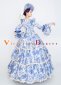 Blue Floral Rococo Baroque Medieval Renaissance Historical Period Dress Gown 4