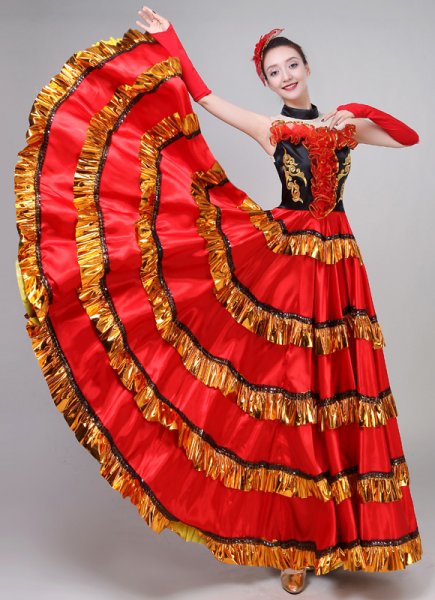 Women Samba Flamenco Dresses Full Circle Shining Dresses