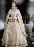 Vintage Renaissance Medieval Champagne Rococo Baroque Queen Dress Reenactment Theater Clothing