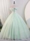 One Shoulder Light Green Prom Dress with Ruffles Neck 3